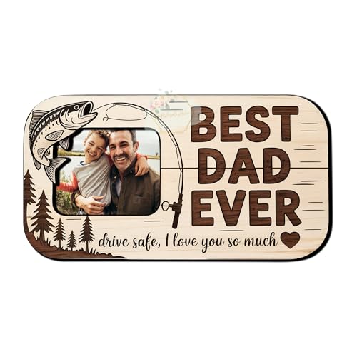 Personalized Car Visor Clip Photo Custom Fishing Dad Sun Visor Picture Clip Photo Car Accessory Gifts for Best Dad, Husband, Grandpa on Father's Day Car Accessory for Loved Ones