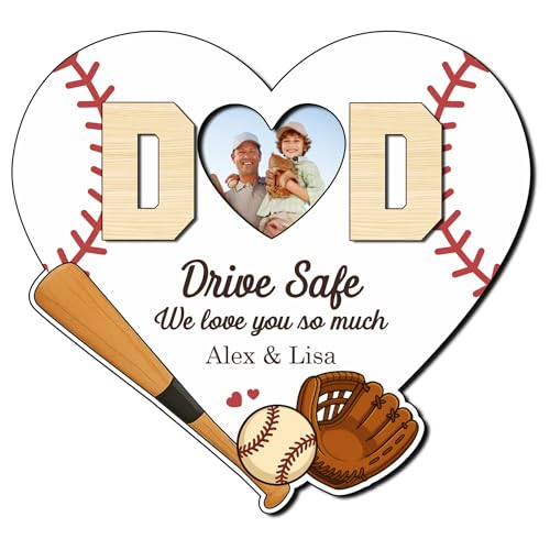 Custom Baseball Car Visor Photo Clip Drive Safe I Love You Visor Clip for Him Custom Magnetic Picture Frame Fathers Day Drive Safe We Love You Car Photo Frame for Dad