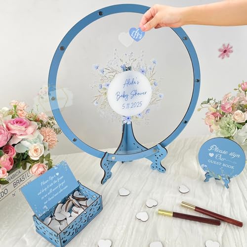 Personalized Circle Baby in Bloom Guest Book Alternative for Baby Shower | Custom Floral Wooden Circle Sign-In for Nursery Decor | Unique Keepsake & New Baby Gift