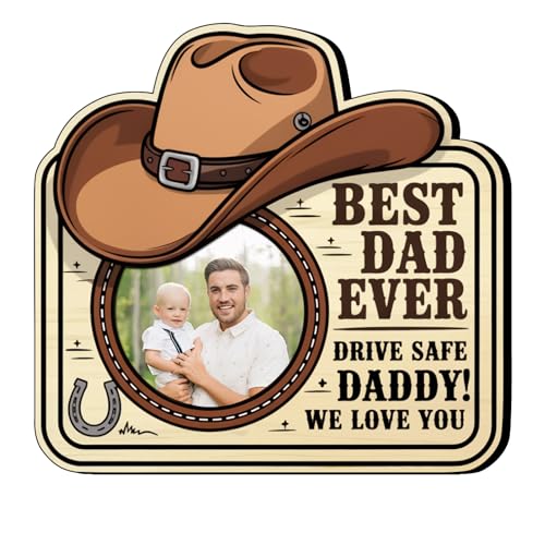Cowboy Car Visor Photo Clip Drive Safe I Love You Visor Clip for Him Custom Magnetic Picture Frame Fathers Day Picture Frame from Daughter or Kids
