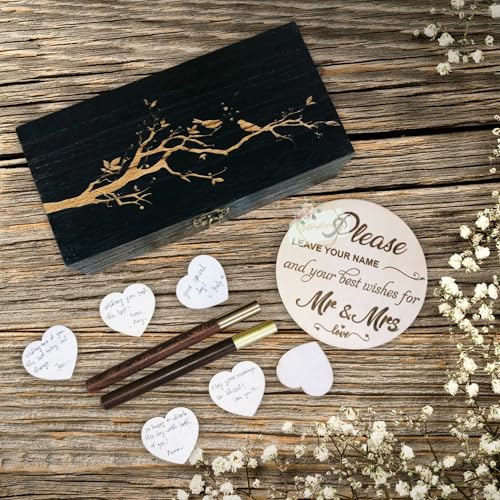 Wooden Guest Book Alternative Wedding Guest Book Box Rustic Wedding Decor Wedding Wishes Box Personalized Wedding Gift Custom Wooden Heart Box Wedding Memory Box for Reception Anniversary Decor