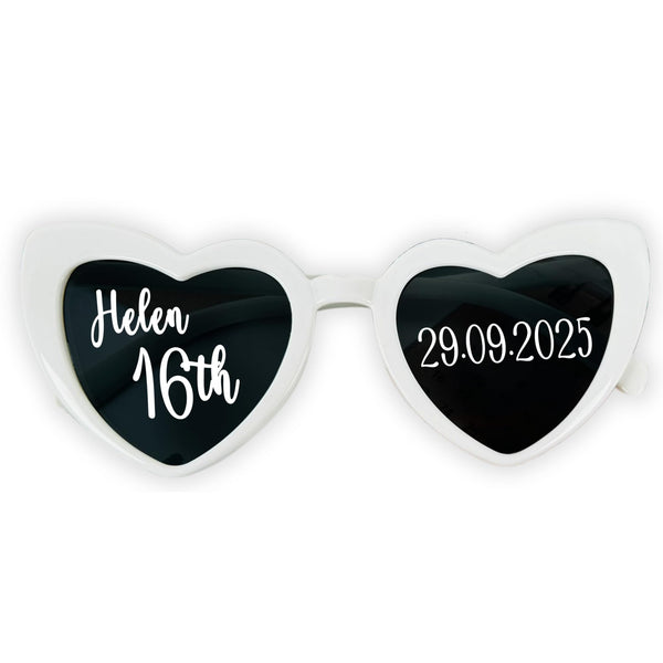 Custom Heart Sunglasses for Wedding Guests, Heart Shaped Sunglasses Bulk Pack, Personalized Bridal Shower Favors, Black White Pink Red Green Purple Heart Glasses, Wedding Photo Booth Props