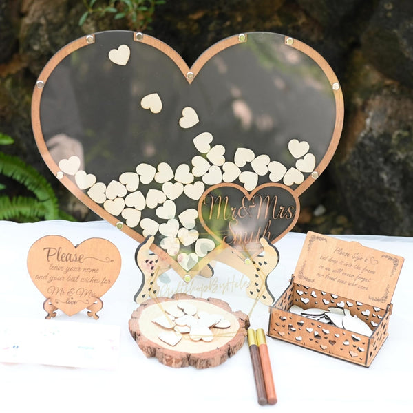 Personalized Heart Guest Book Alternative, Guest Book For Wedding, Heart Guest Book Drop Box Heart (Style 5)
