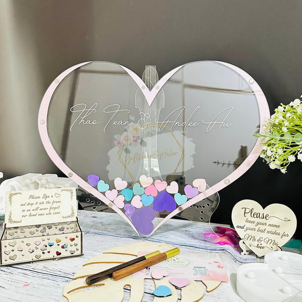 Personalized Heart Guest Book Alternative, Guest Book For Wedding, Heart Guest Book Drop Box Heart (Style 6)