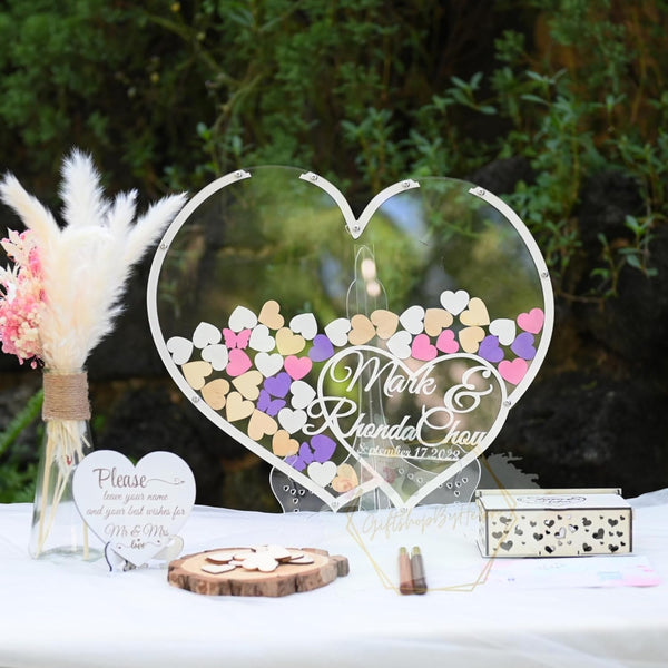 Personalized Heart Guest Book Alternative, Guest Book For Wedding, Heart Guest Book Drop Box Heart (Style 3)