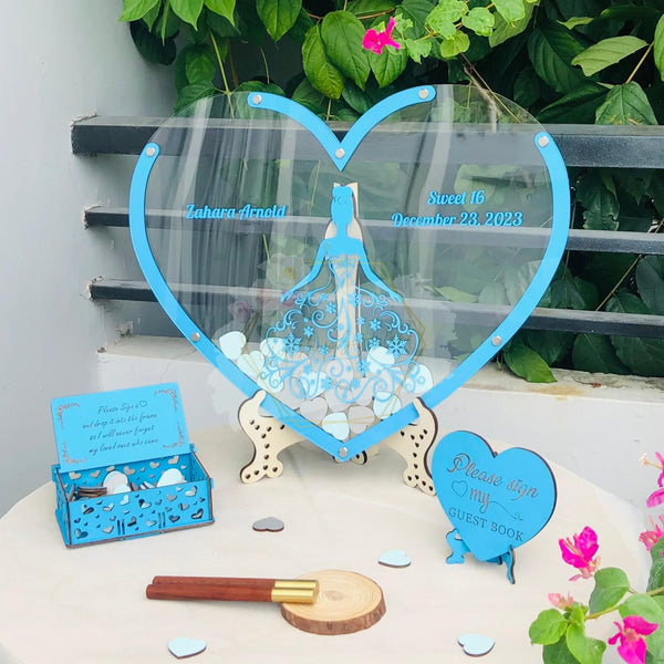 Sweet 15 Quinceanera Guest Book Alternative - Unique Wooden Heart Guest Book Alternatives - Quince Guest Book Alternative Decoration - Gift For Your Daughter Birthday