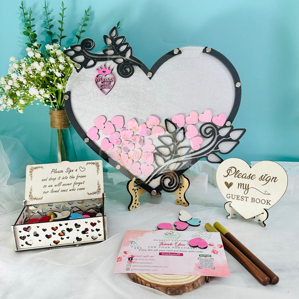 Personalized Wedding Guest Book Alternative Frame, Heart Guest Book Drop Box, Bride and Groom Customized Wooden Sign, Heart Guest Book Dropbox, Unique Reception & Quinceañera Guest Book Ideas