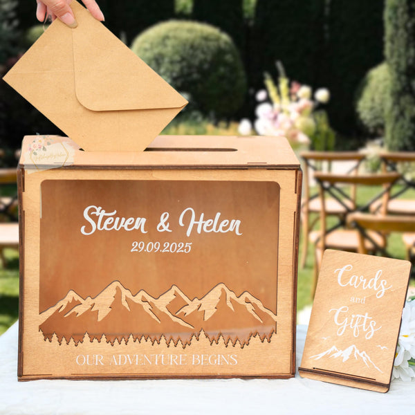 Wooden Wedding Card Box with Slot Decorations for Reception for Wedding Gifts & Money Card Box for Wedding Reception Decorations for Party Birthday Rustic Wedding Decor Wedding Envelop Box