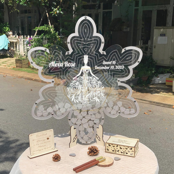Personalize Guest Book For Quinceañera, Customize Sweet 15 Snowflake Guest Book Alternative, Gift For Your Daughter Birthday, Christmas Day