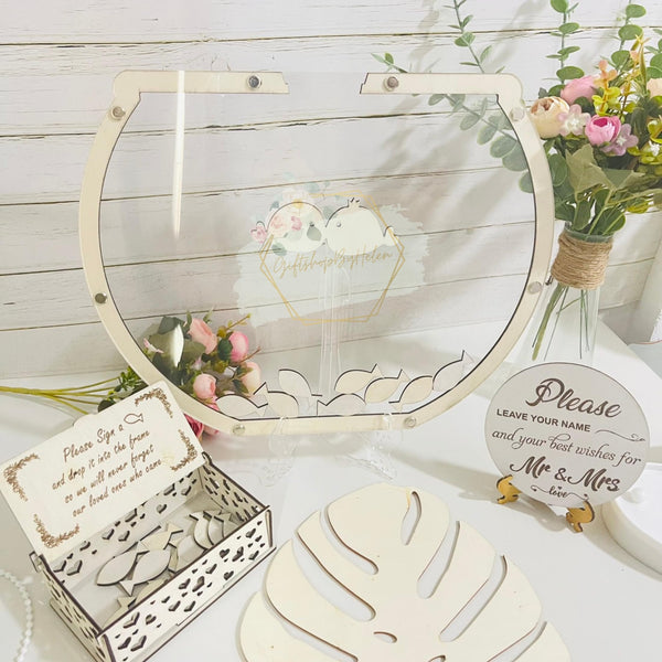 Beach Wedding Guest Book Alternative Frame - Alternative Drop box Guest Book Beach Decor Signature Frame Personalized Gift - Fish Tank Wooden Frame Guest Box, Ocean Theme Wedding Guest Book