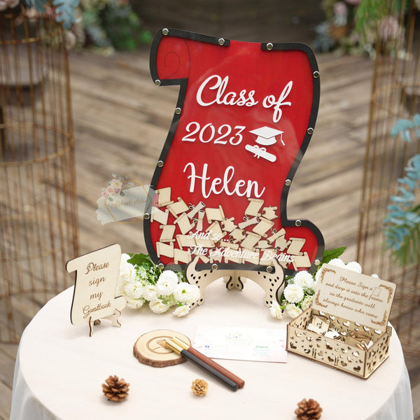 Unique Graduation Guest Book Alternative Scroll Shape Graduation Guest Book 2025 Diploma Style Guest Sign In Frame for Graduation Party Keepsake Display and Memory Board